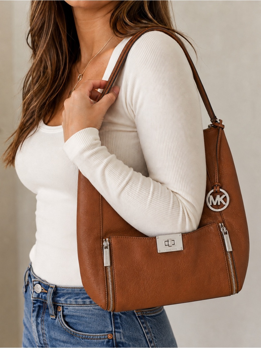 Michael Kors Addie Hobo Large Leather Slouchy Shoulder Bag